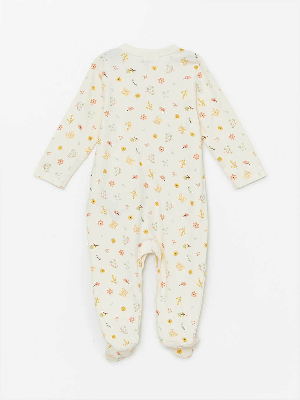 Ekru V Yaka Kız Bebek Tulum-1