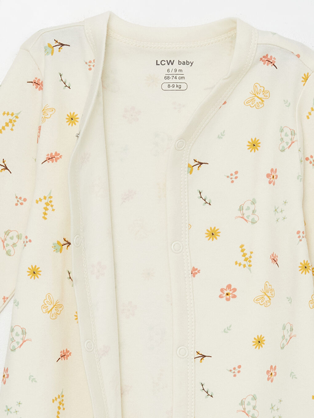 Ekru V Yaka Kız Bebek Tulum-2