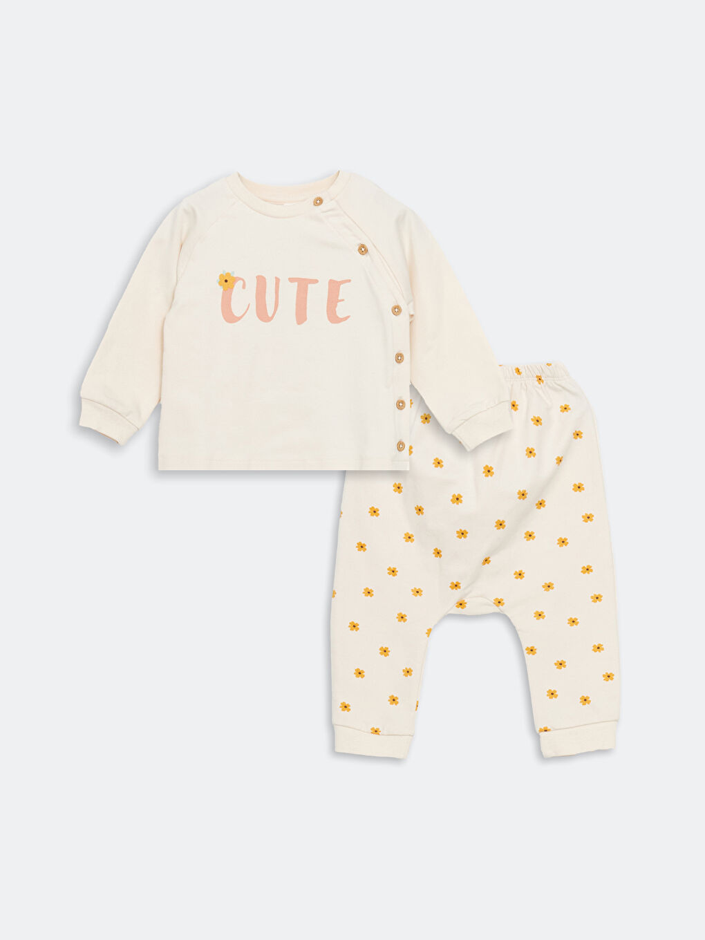 LCW baby Printed Baby Girls' Cardigan and Trousers 2 Pack Set -W4DK22Z1-LQA