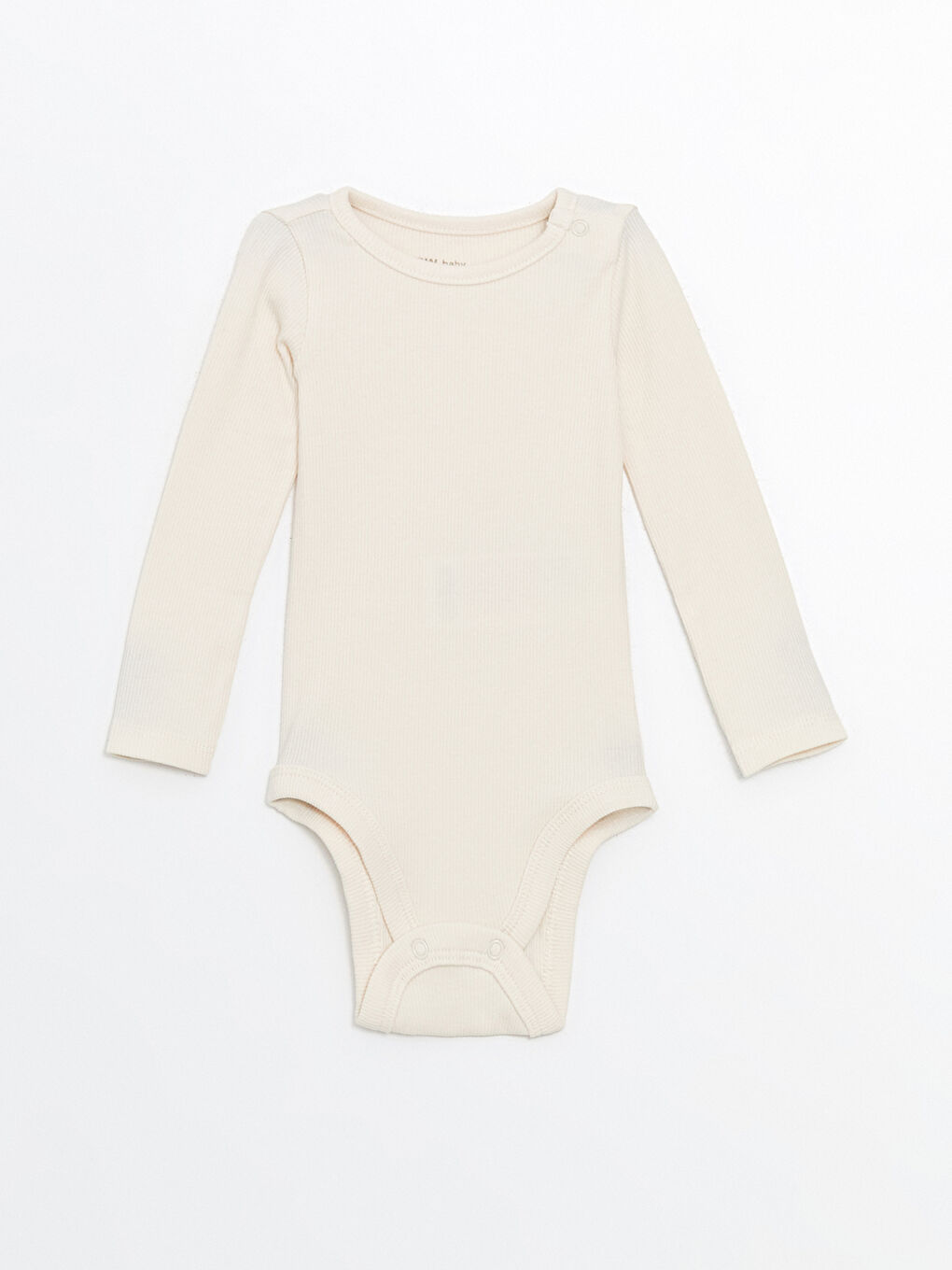 Bej Bisiklet Yaka Erkek Bebek Çıtçıtlı Body