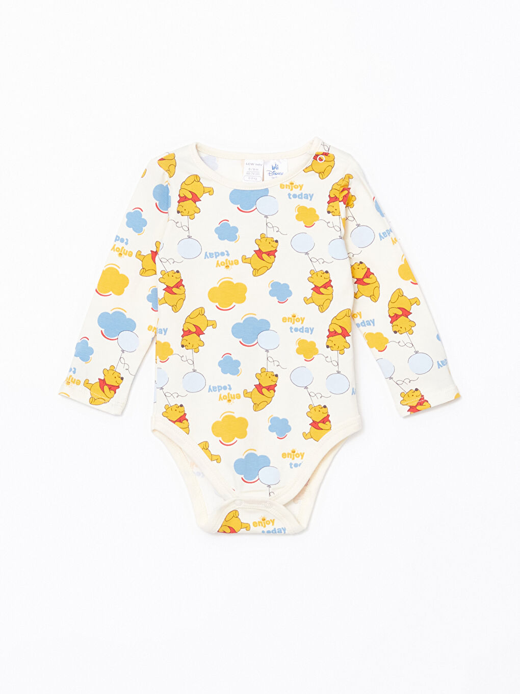 LCW baby Ekru Winnie the Pooh Baskılı Erkek Bebek Çıtçıtlı Body ve Pantolon 2'li - 1