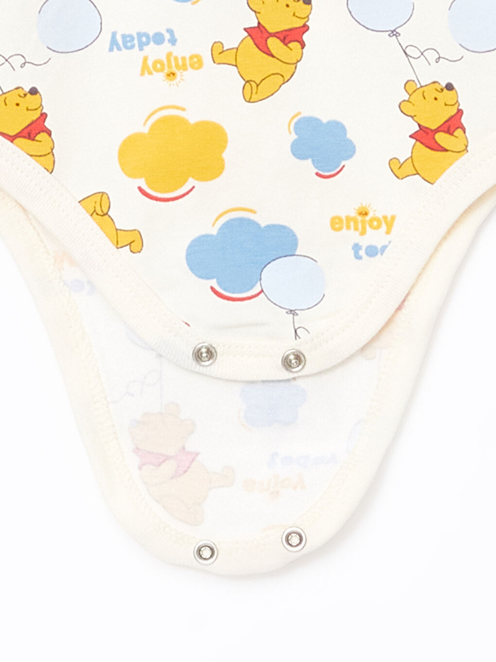 LCW baby Ekru Winnie the Pooh Baskılı Erkek Bebek Çıtçıtlı Body ve Pantolon 2'li - 2