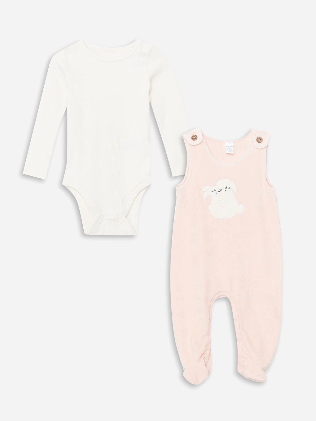 Embroidered Baby Girls' Salopette And Snap-Button Bodysuit 2-Piece Set -W4DK34Z1-FX2