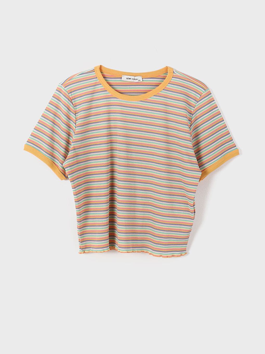 Crew Neck Striped Short Sleeve Women's T-Shirt-4