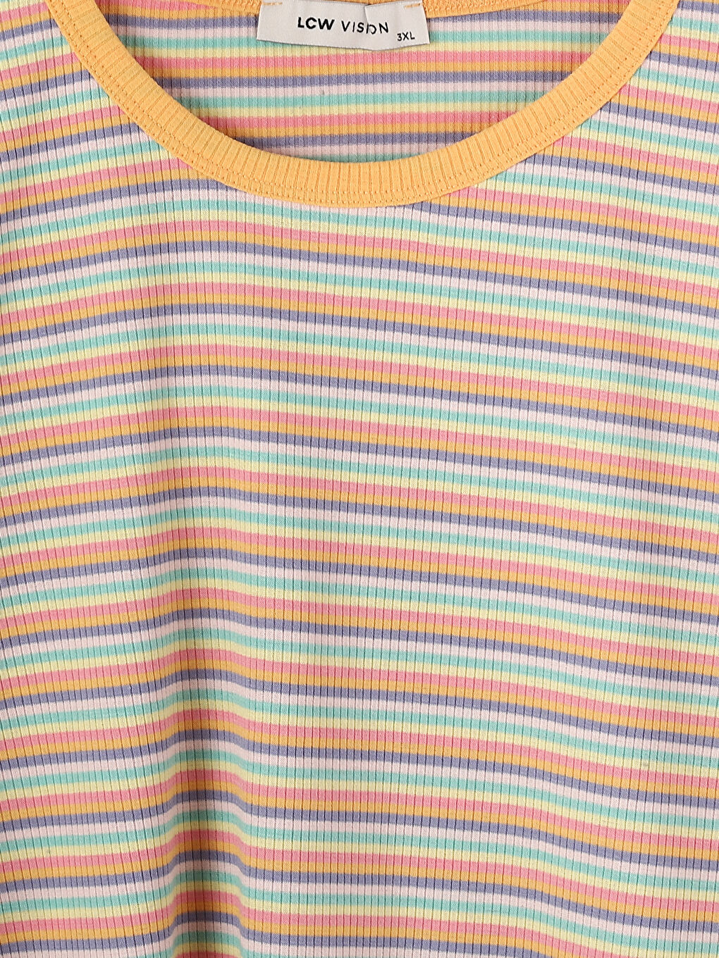 Crew Neck Striped Short Sleeve Women's T-Shirt-5
