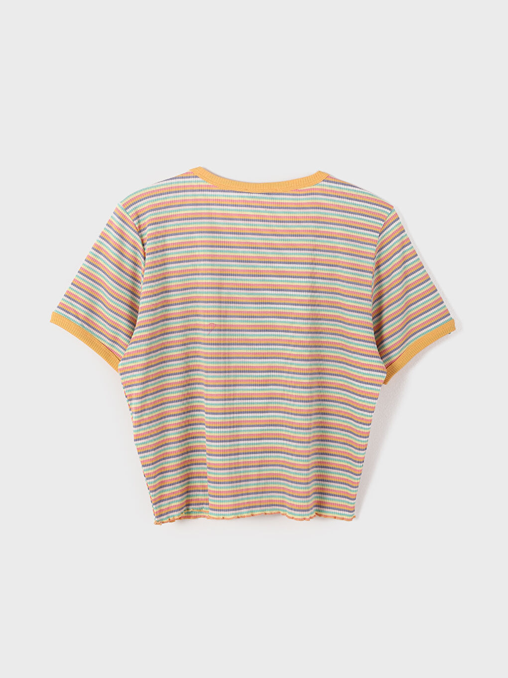 Crew Neck Striped Short Sleeve Women's T-Shirt-7
