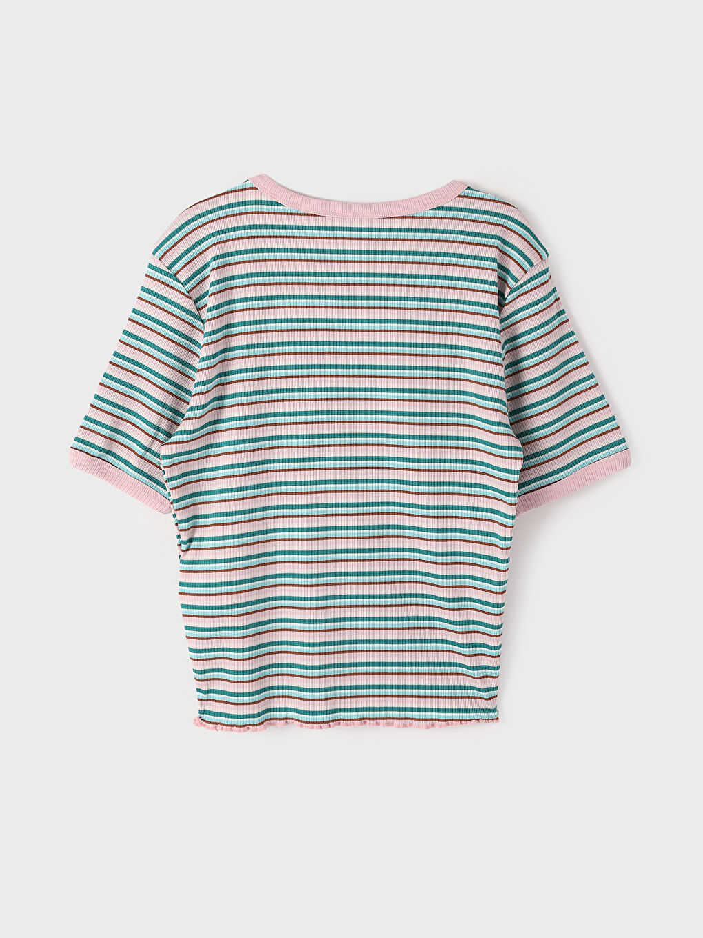 تيشيرت نسائي واسع الحجم مُخَطَّط برقبة دائرية-1