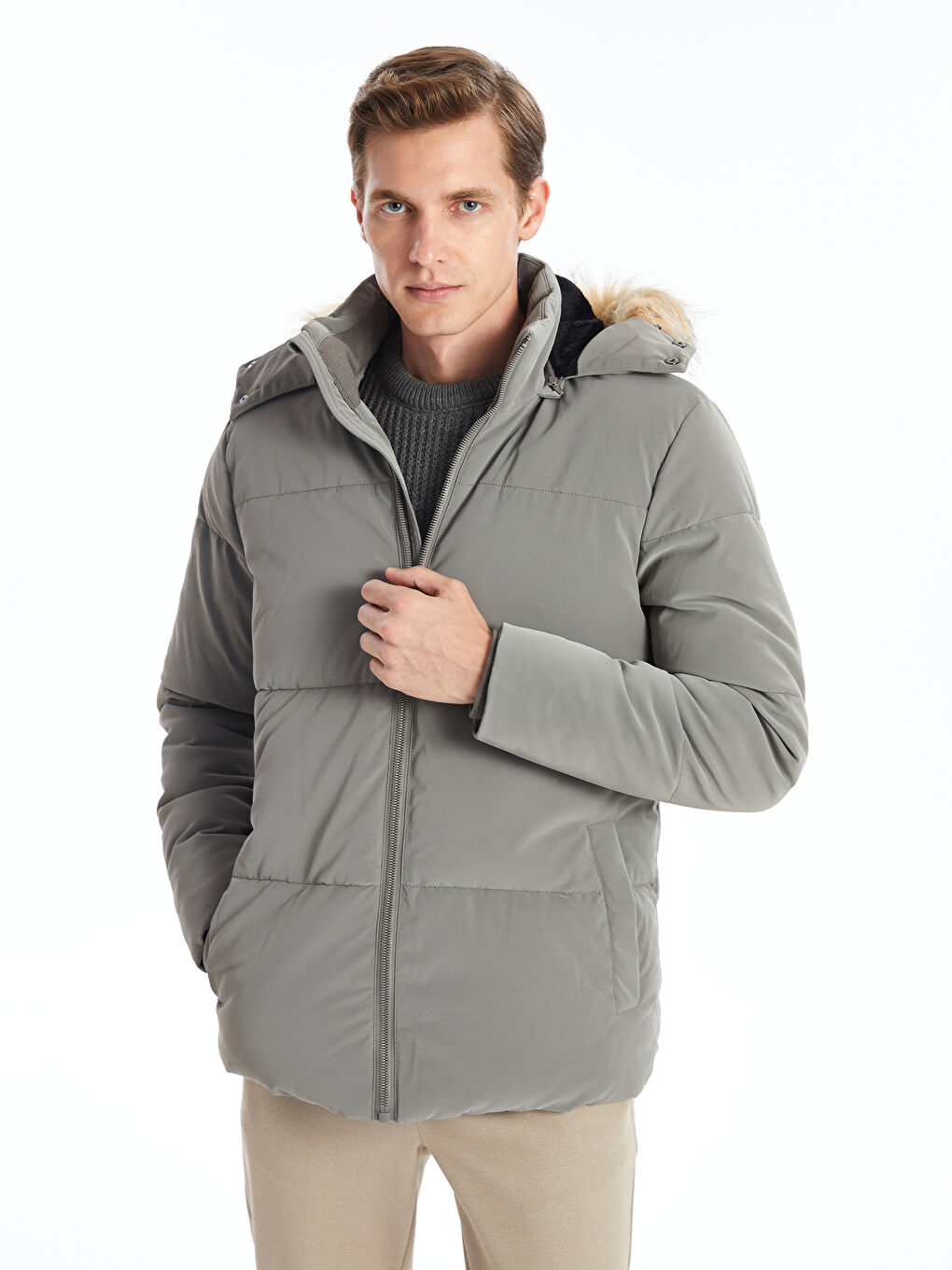 Standard Fit Hooded Men's Puffer Coat