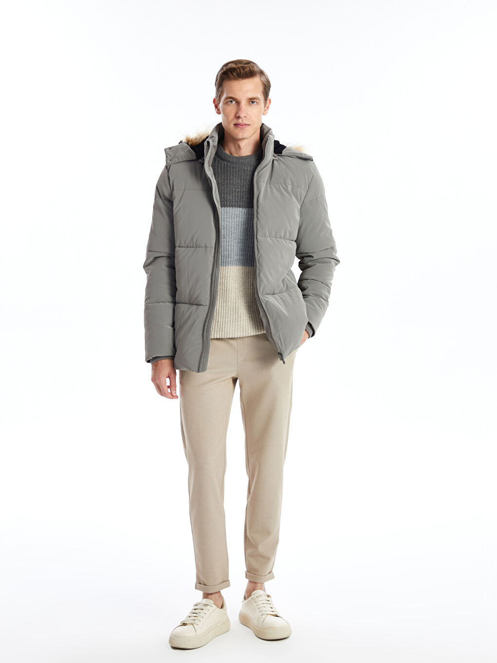 Standard Fit Hooded Men's Puffer Coat-1