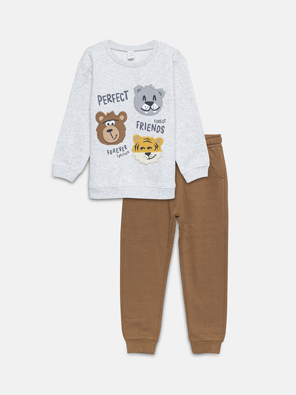 LCW Kids Crew Neck Long Sleeve Printed Baby Boys' Sweatshirt and Sweatpants 2 Pack Set -W4DL52Z1-CX8
