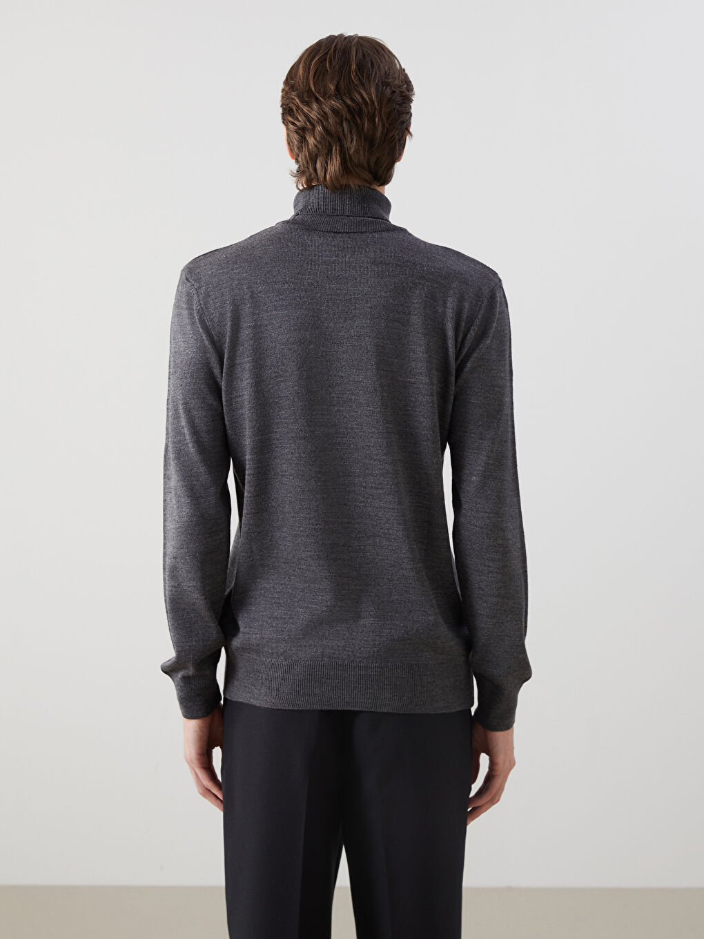 Turtleneck Long Sleeve Men's Tricot Sweater -W4DL55Z8-KGY