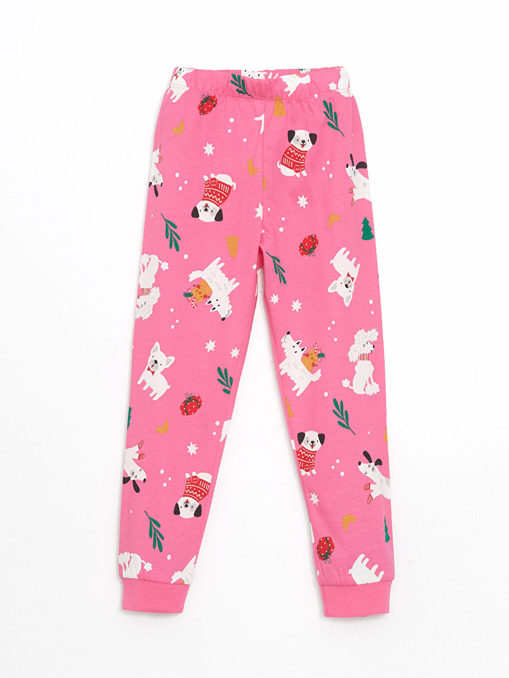 LCW Kids Pembe Beli Lastikli Yılbaşı Temalı Kız Çocuk Pijama Altı