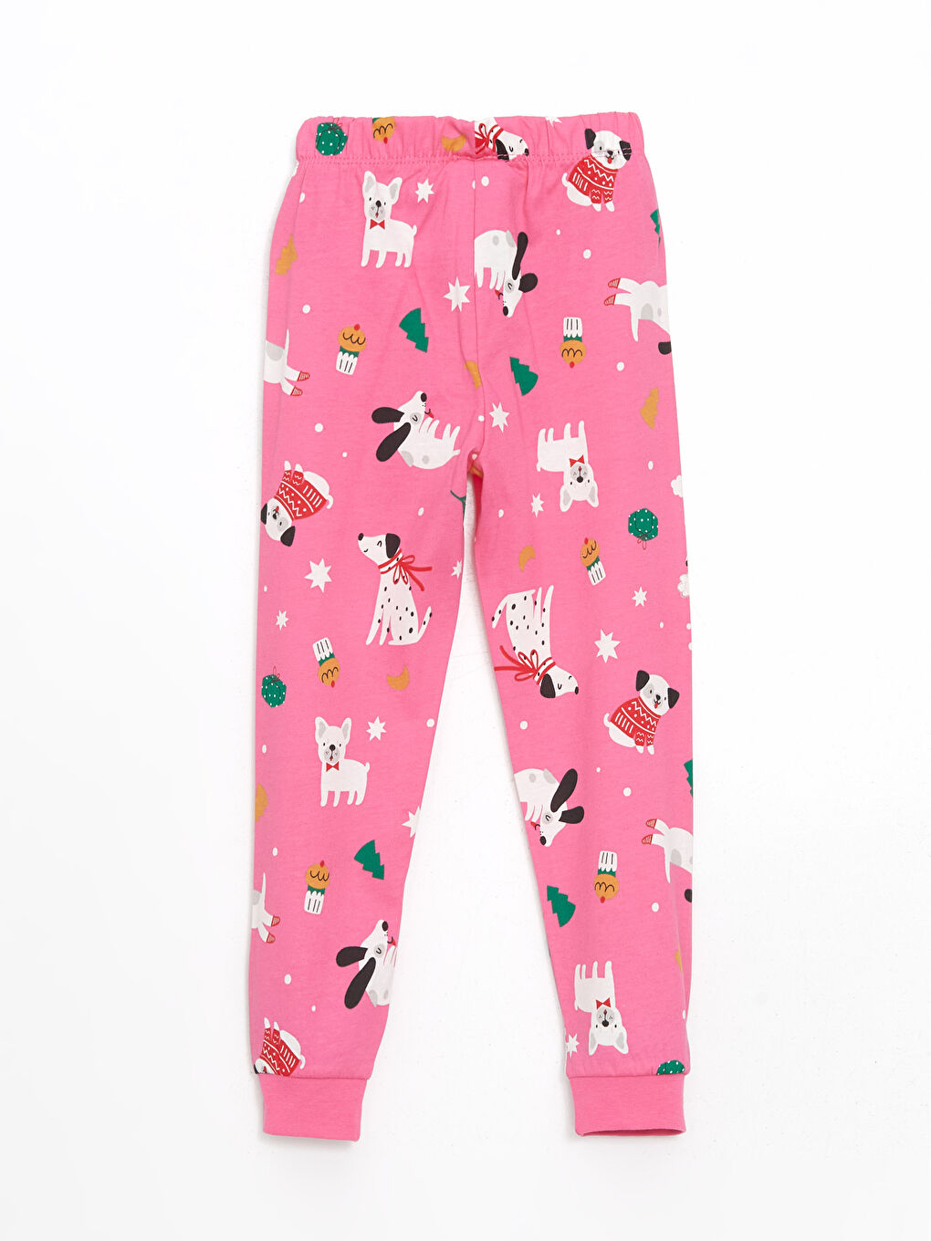 LCW Kids Pembe Beli Lastikli Yılbaşı Temalı Kız Çocuk Pijama Altı - 1