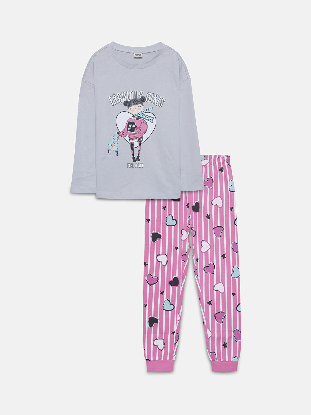 LCW Kids Crew Neck Girls' Pyjama Set -W4DL70Z4-G0Z