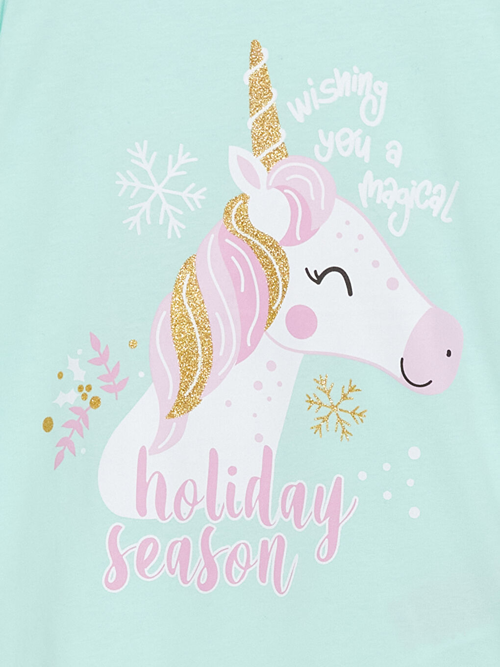 Turkuaz Bisiklet Yaka Baskılı Kız Çocuk Pijama Üst-2