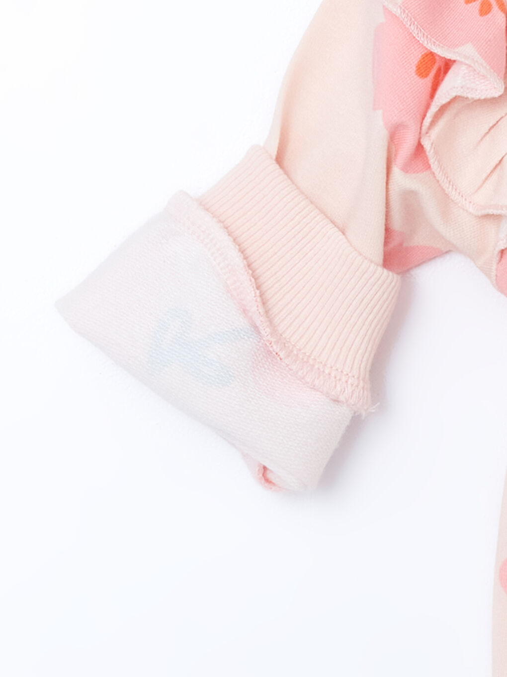 Pembe Çiçek Baskılı Kız Bebek Sweatshirt-1