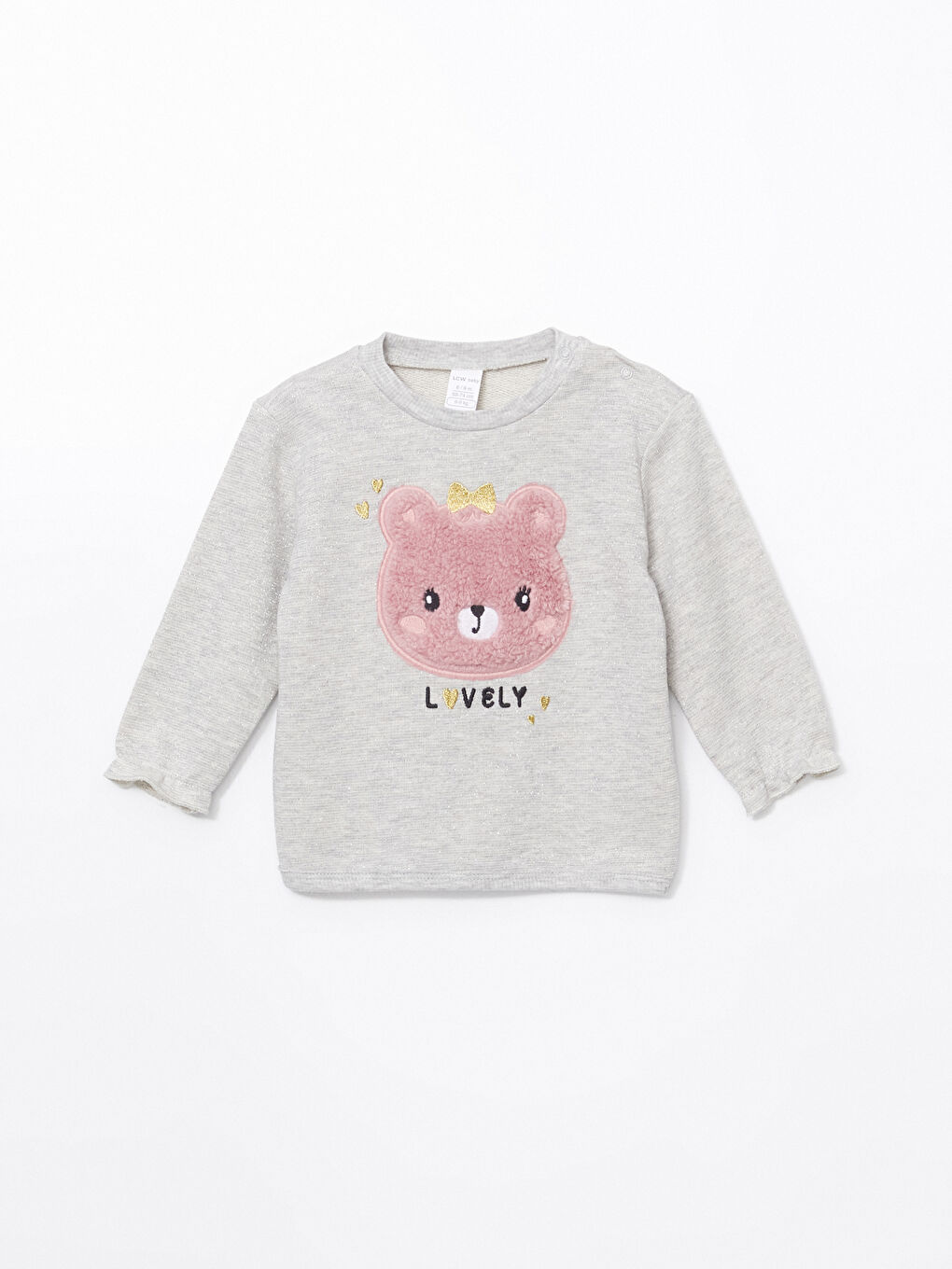 Beyaz Sevimli Ayı Nakışlı Kız Bebek Tişört