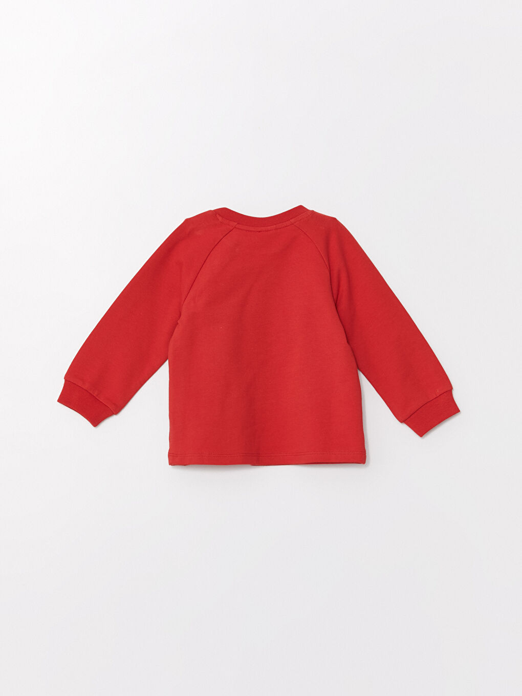 Kırmızı Bisiklet Yaka Mickey Mouse Baskılı Erkek Bebek Sweatshirt-1