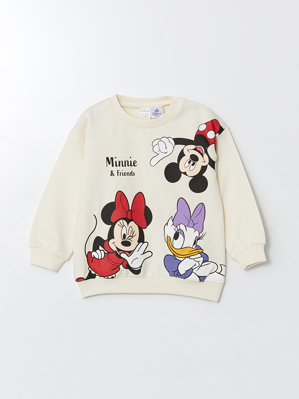 LCW baby Ekru Bisiklet Yaka Minnie Mouse Baskılı Kız Bebek Sweatshirt ve Eşofman Alt 2'li - 1