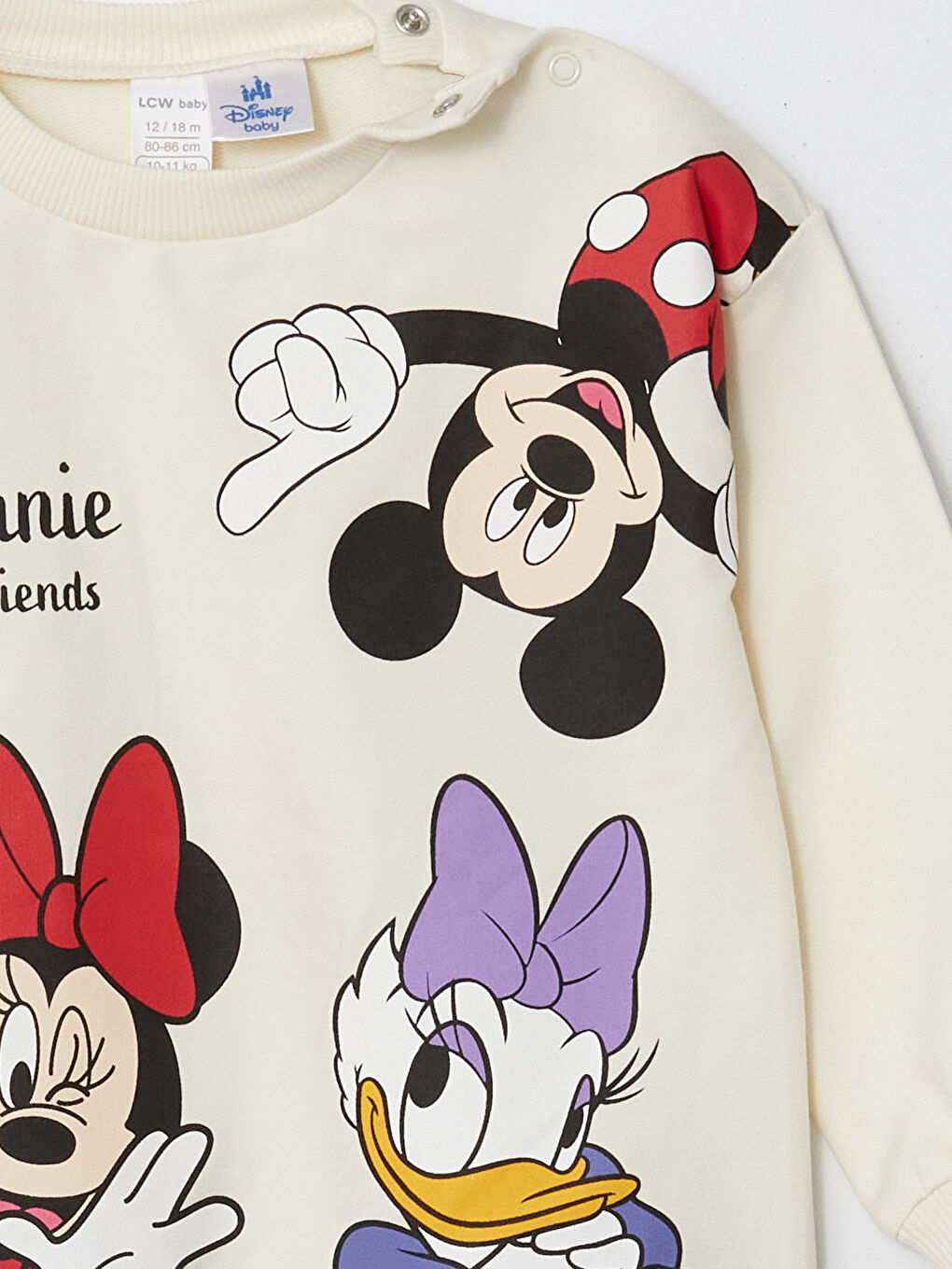 LCW baby Ekru Bisiklet Yaka Minnie Mouse Baskılı Kız Bebek Sweatshirt ve Eşofman Alt 2'li - 4