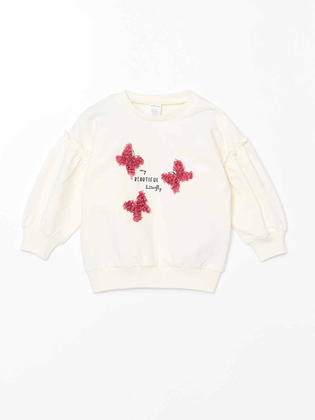 Ekru Bisiklet Yaka Kız Bebek Sweatshirt