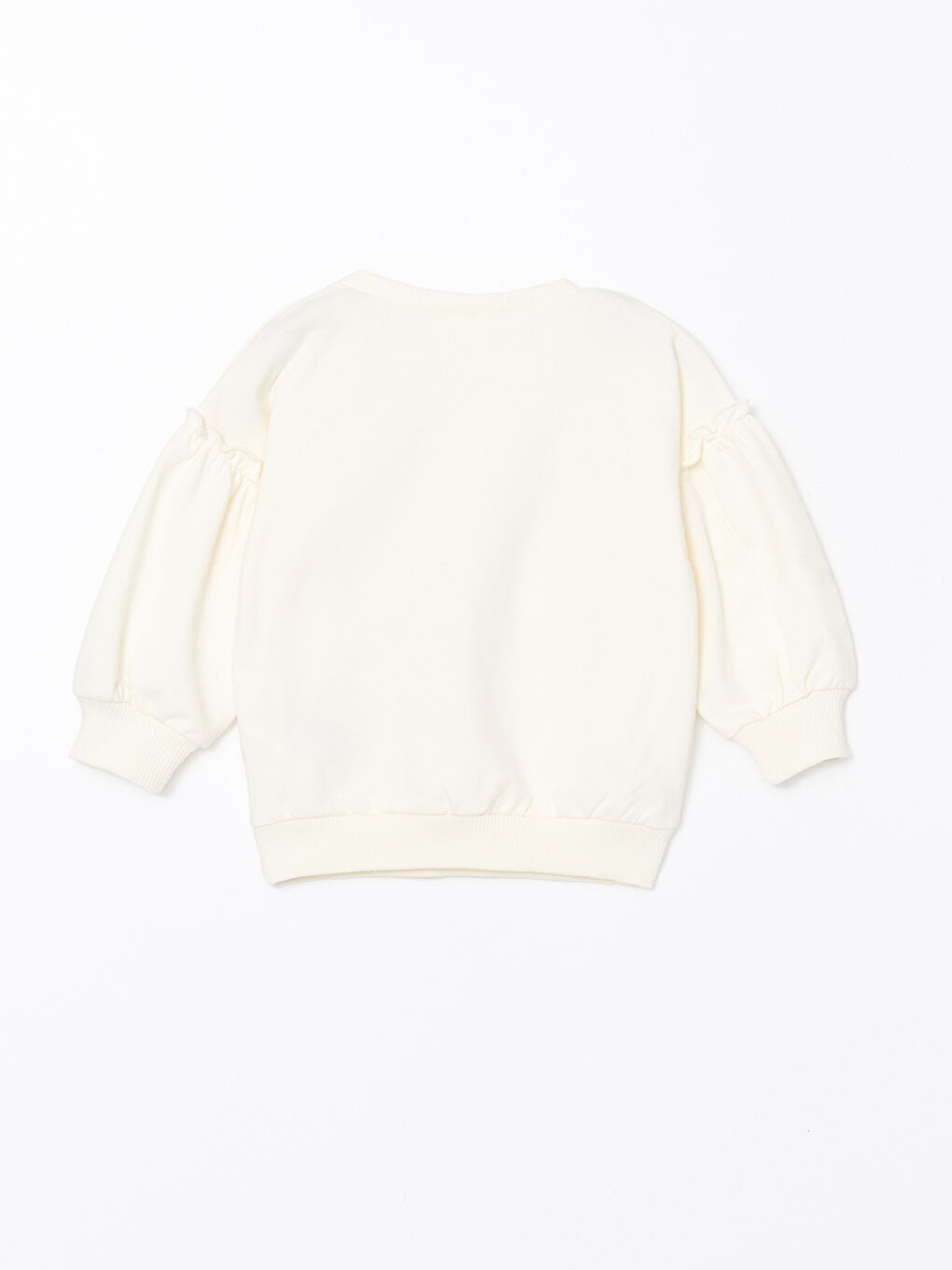 Ekru Bisiklet Yaka Kız Bebek Sweatshirt-1