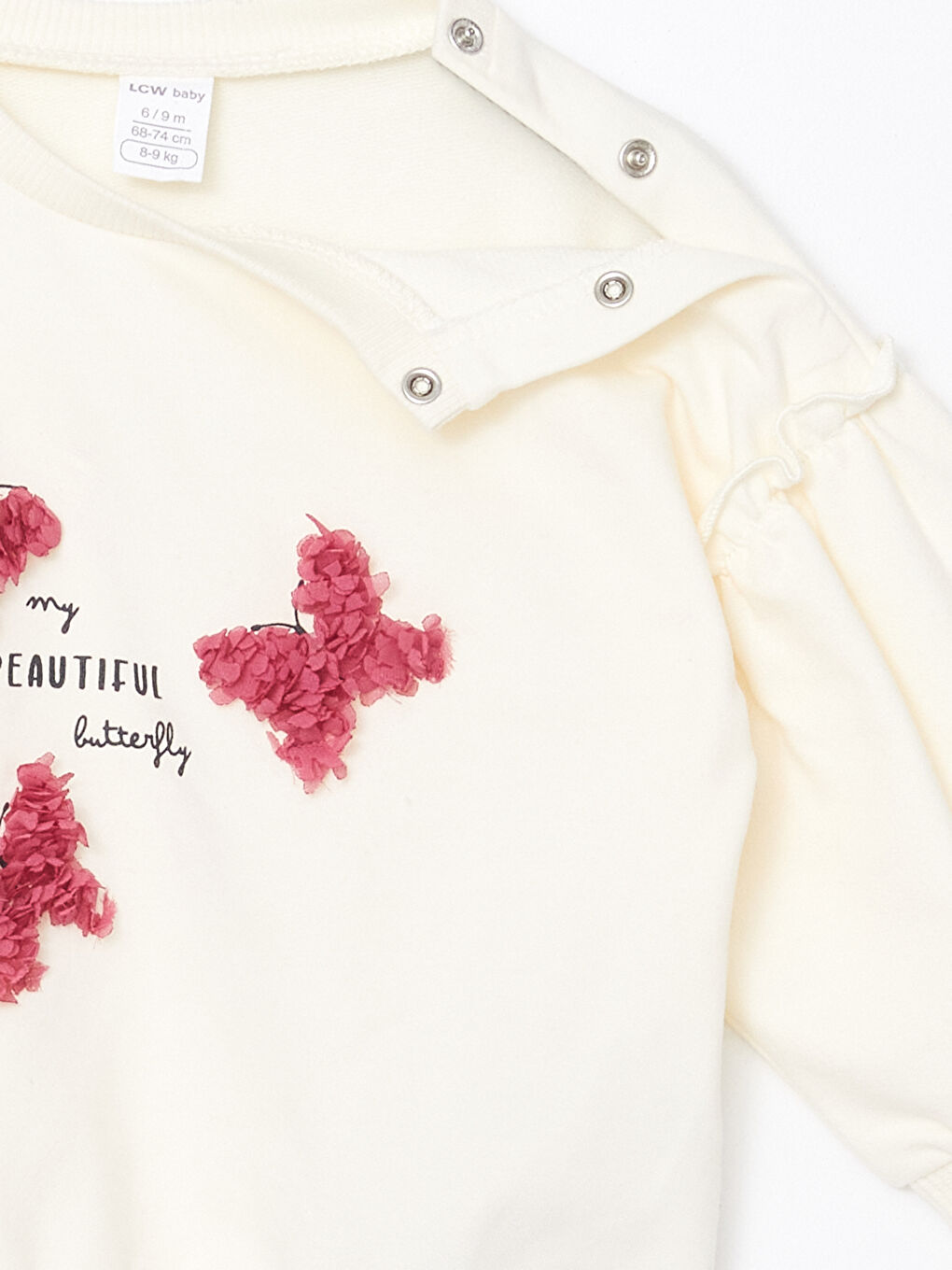 Ekru Bisiklet Yaka Kız Bebek Sweatshirt-2