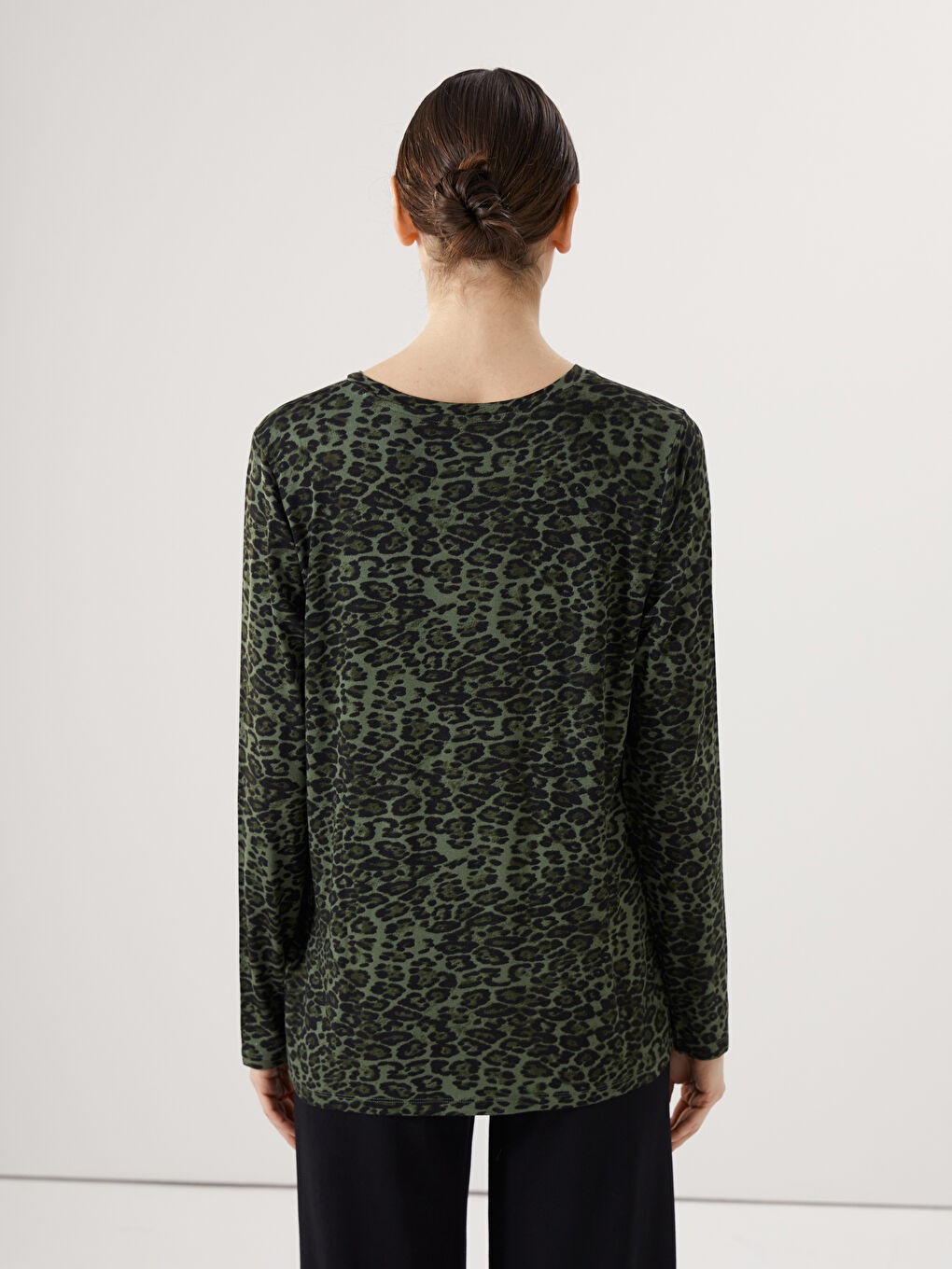 Crew Neck Patterned Women's Blouse -W4DN08Z8-LS6