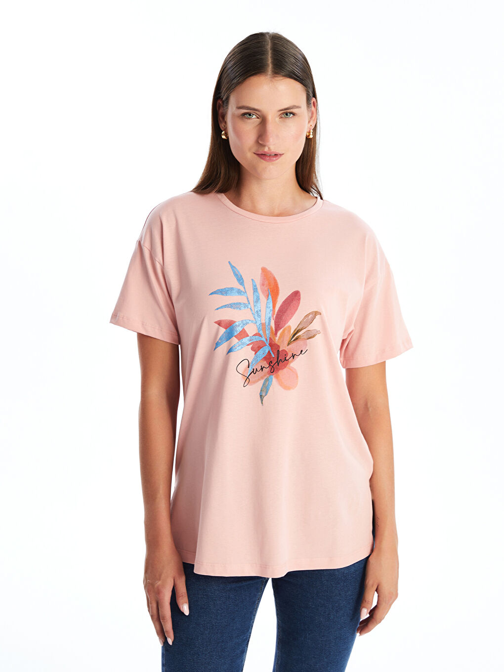 Crew Neck Printed Short Sleeve Women's T-Shirt