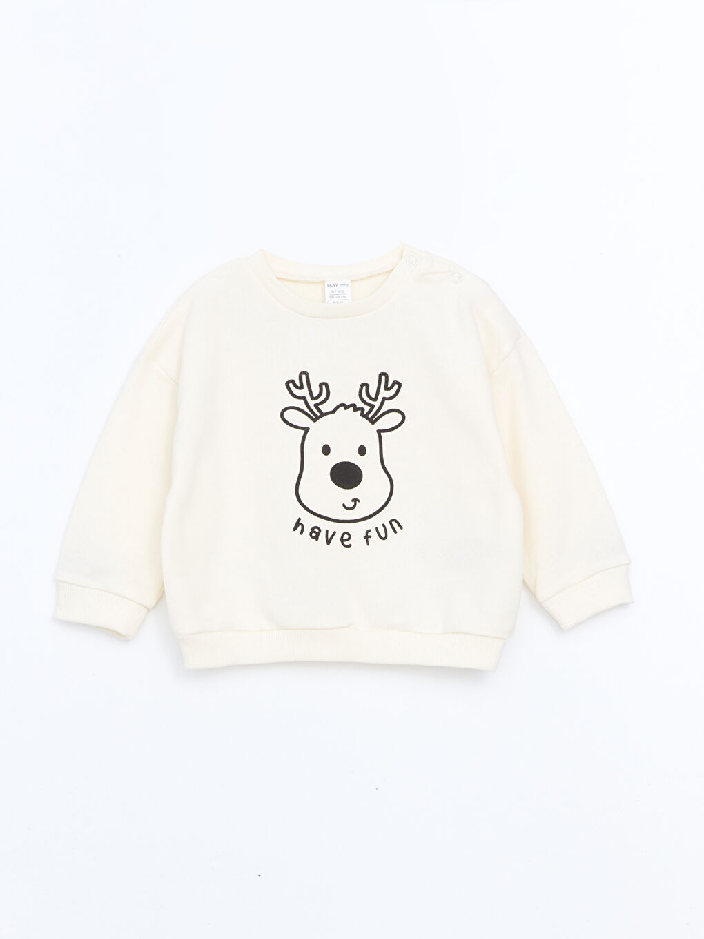 LCW baby Krem Rengi Bisiklet Yaka Erkek Bebek Sweatshirt ve Eşofman Alt 2'li - 1