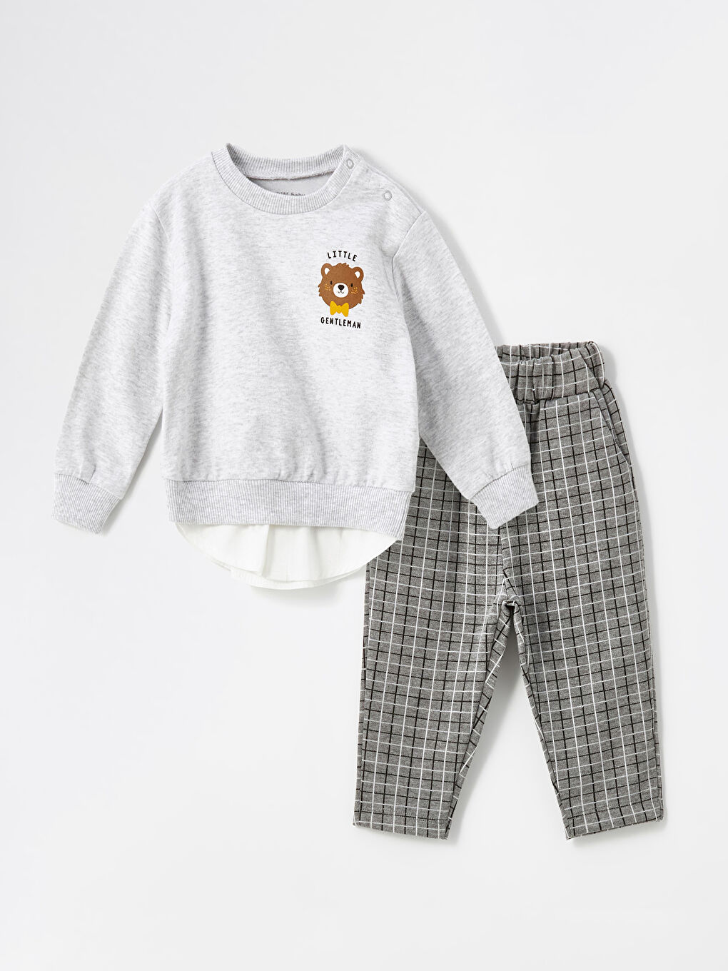LCW baby Printed Baby Boys' Sweatshirt and Pants 2 Pack Set -W4DN60Z1-847