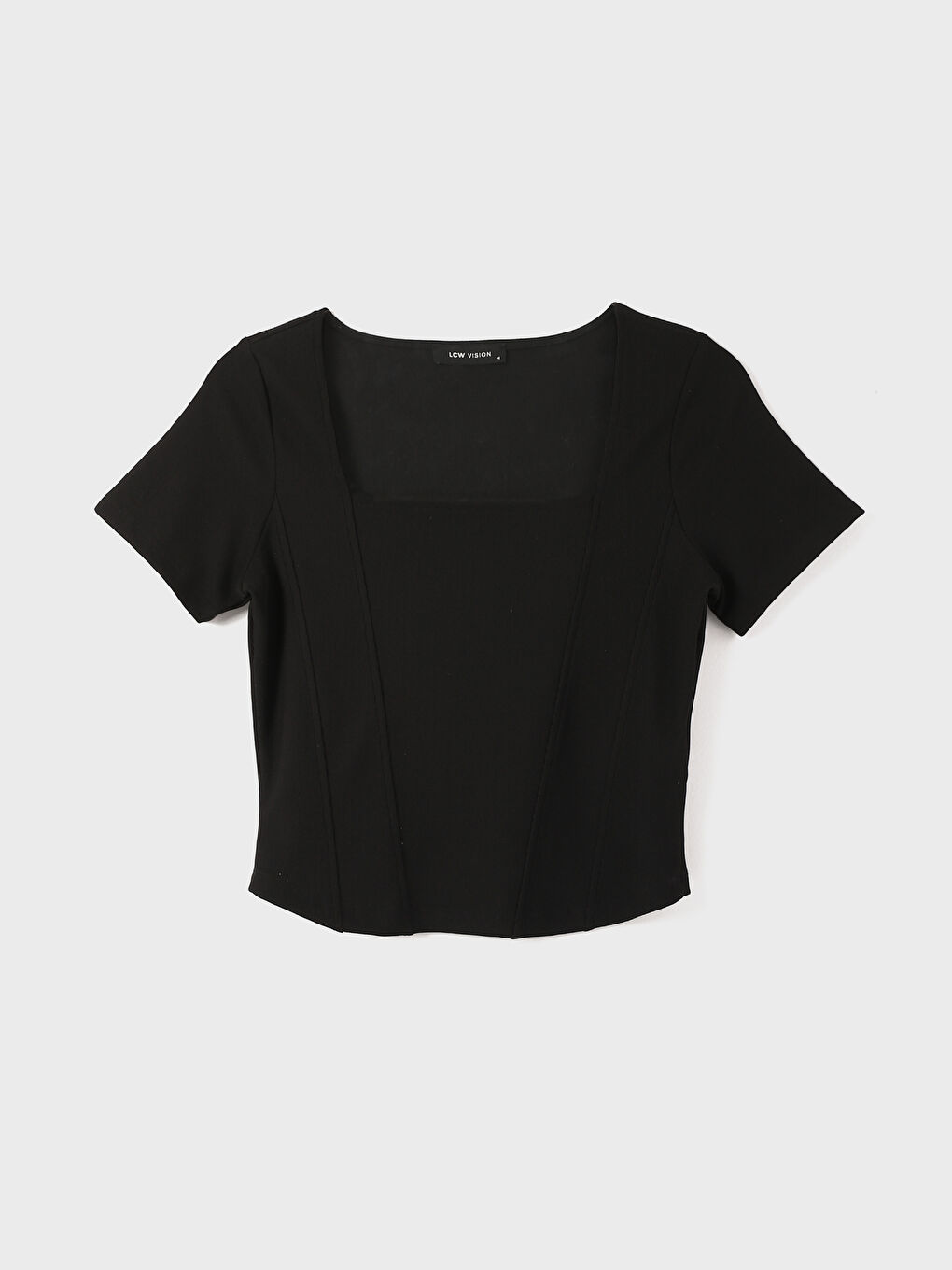 Square Collar Plain Short Sleeve Women's Blouse