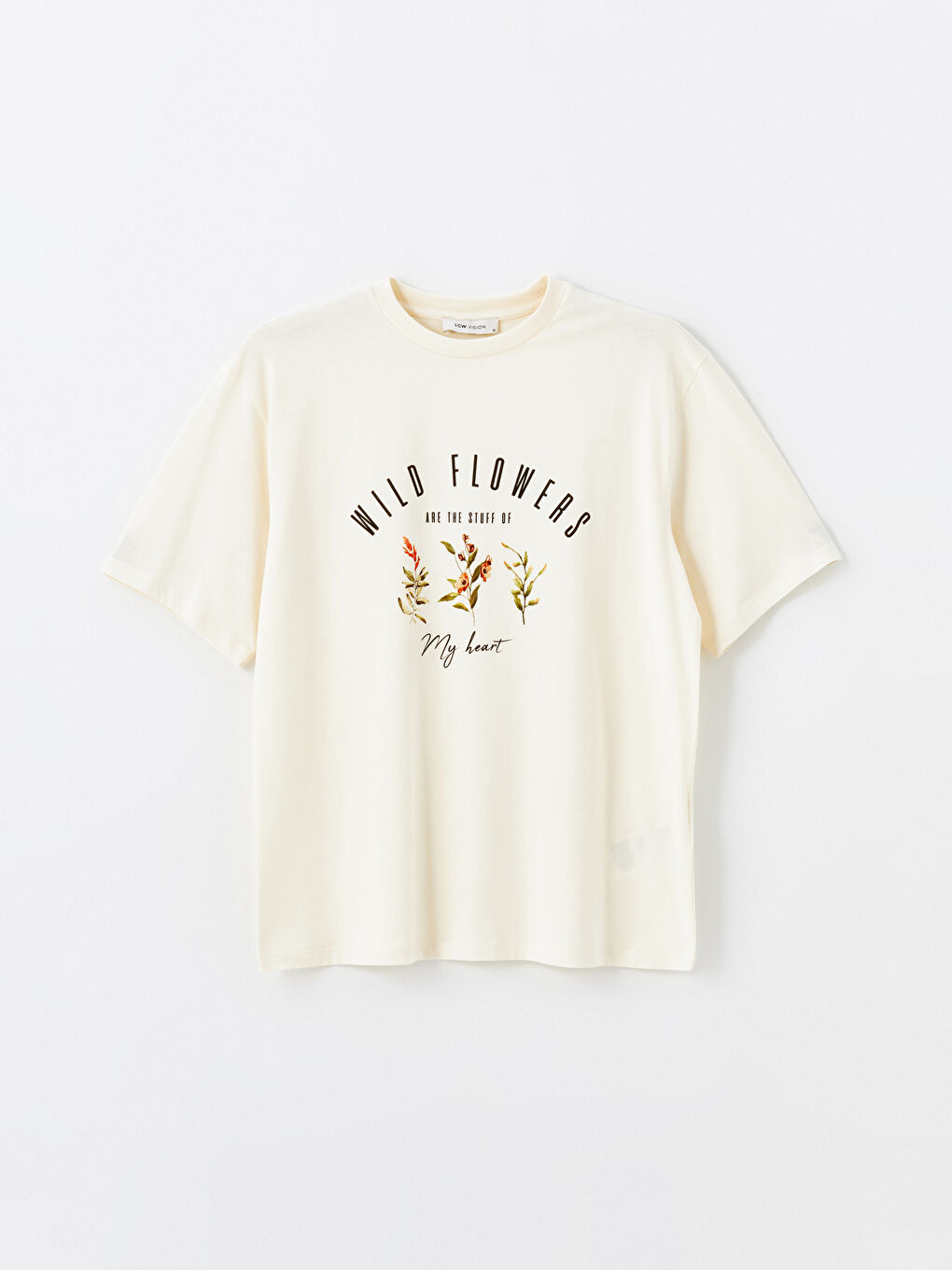 تيشيرت نسائي واسع بطبعة بياقة دائرية-4