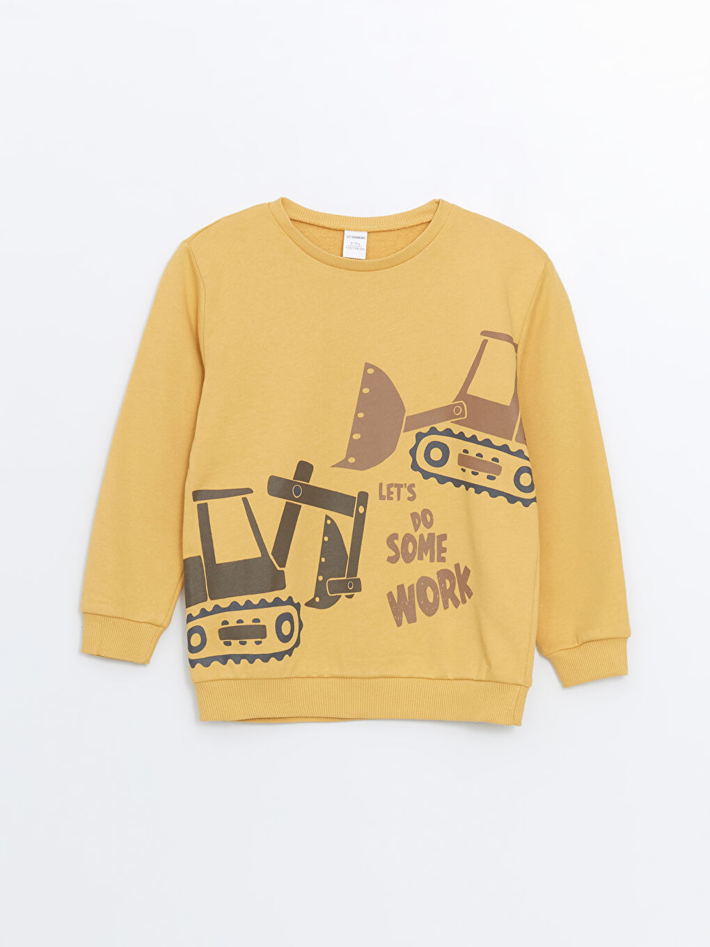 سويتشيرت مطبوع ديال درّي صغير بكم طويل بكول مدور جوج ديال الباكات-1