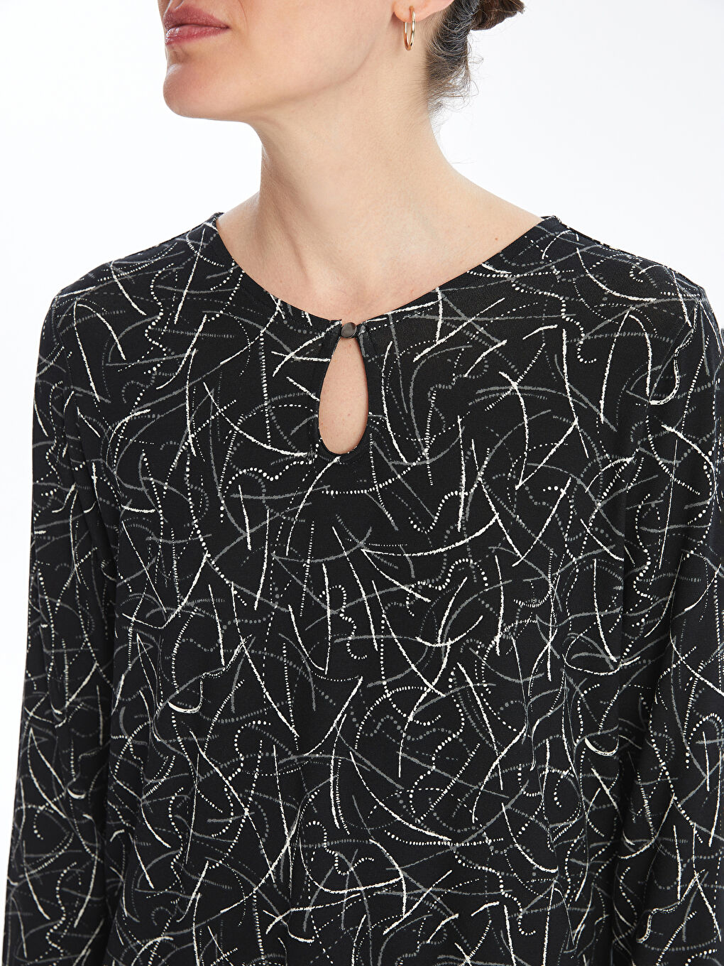 Crew Neck Patterned Women's Blouse -W4DO19Z8-LQJ