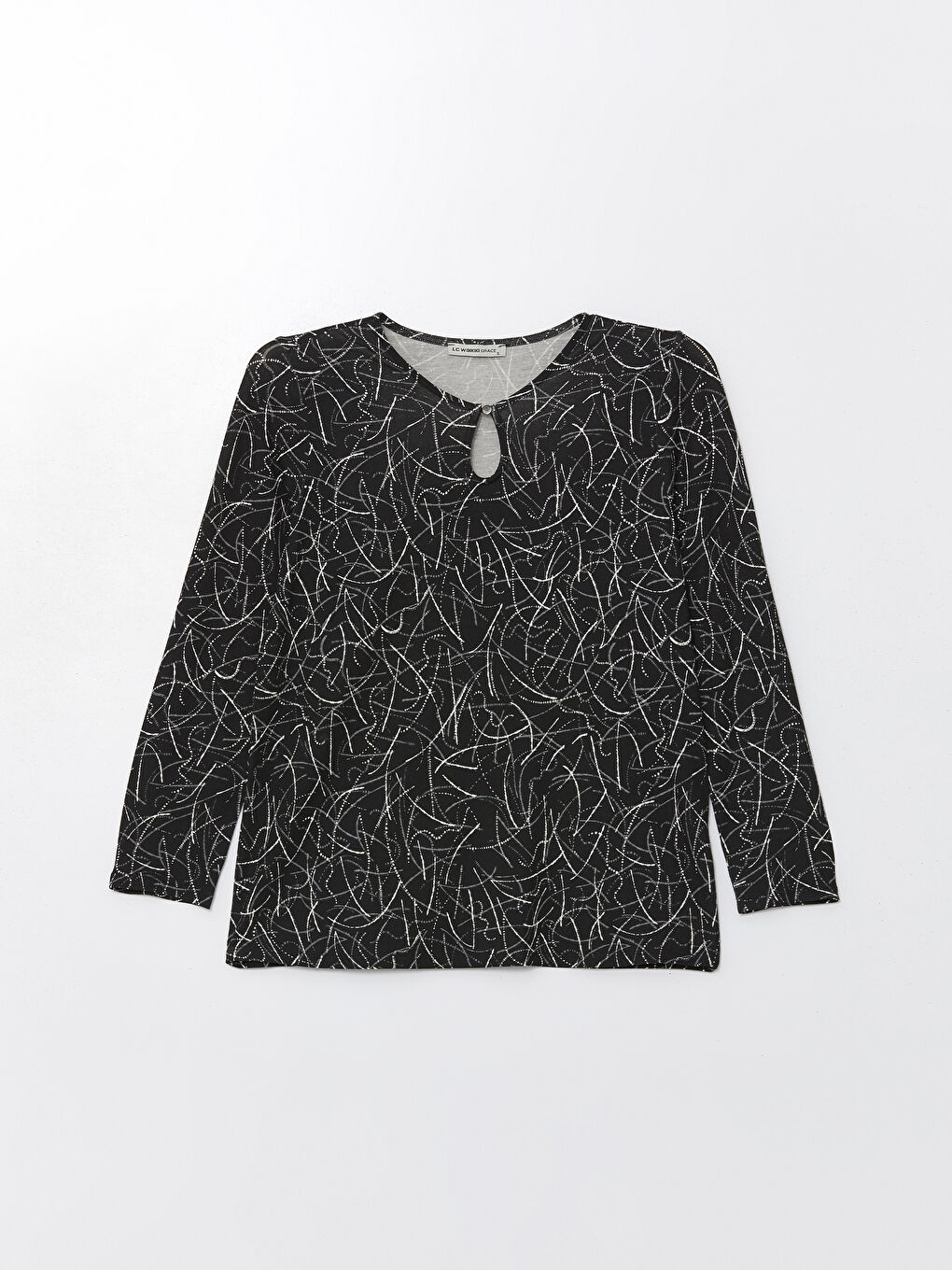 Crew Neck Patterned Women's Blouse -W4DO19Z8-LQJ