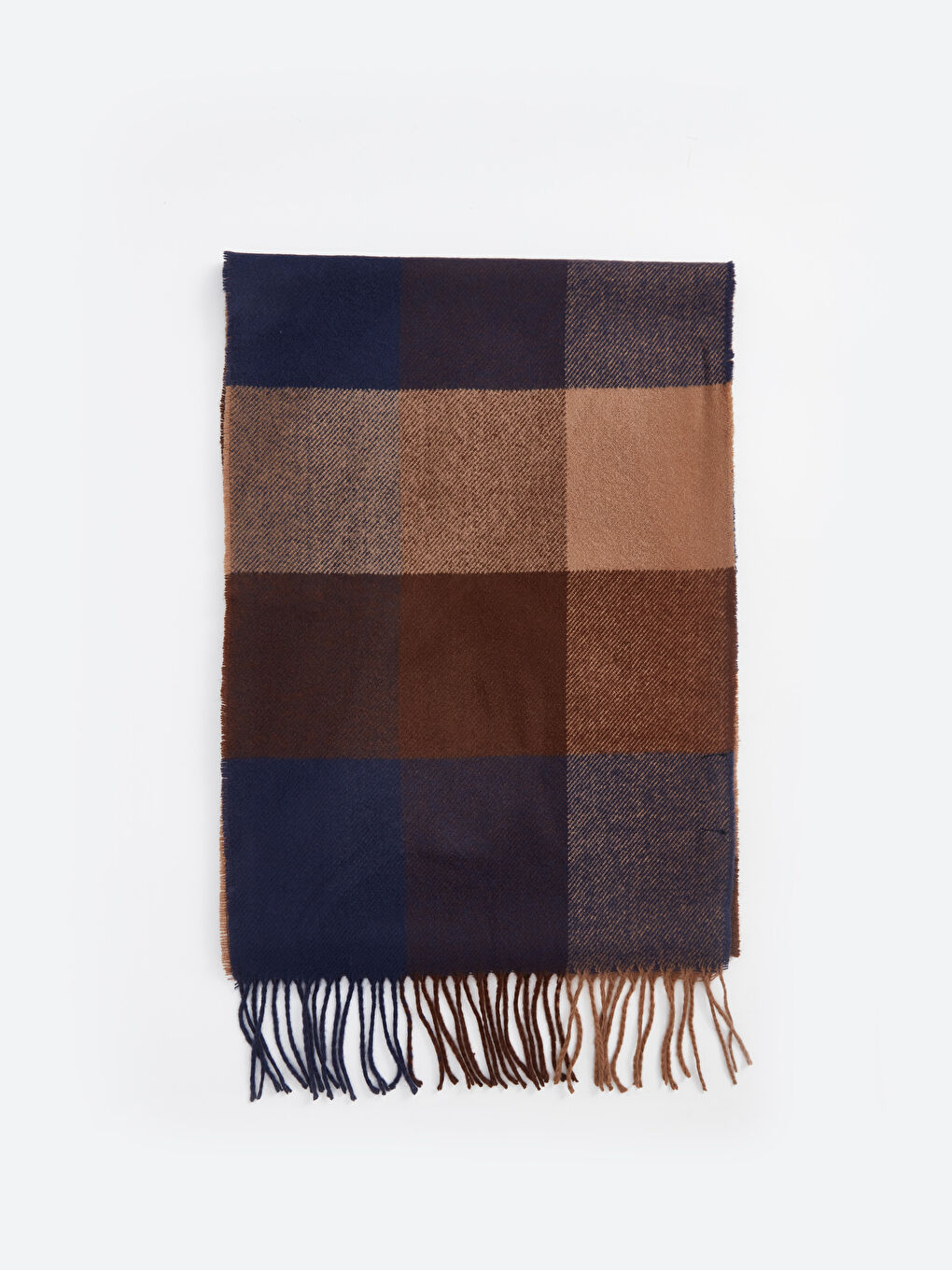 Шарф Мужской с Клетчатым Узором и Бахромой-1