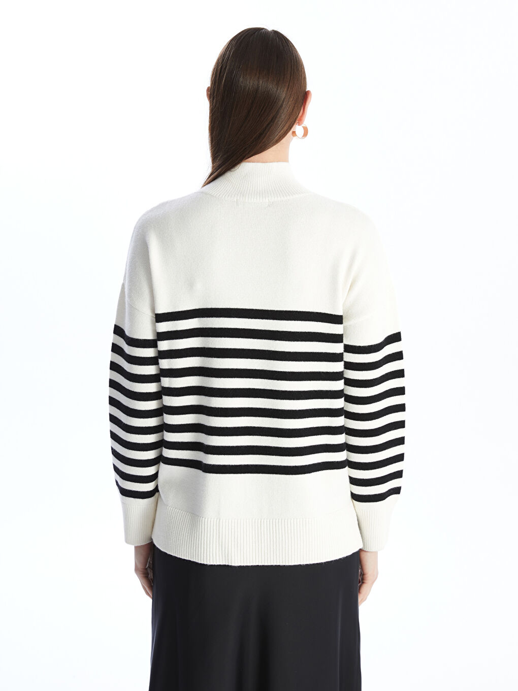LCWAIKIKI Classic Halbrollkragen Gestreifter Damen Strickpullover -W4DO38Z8-FDV