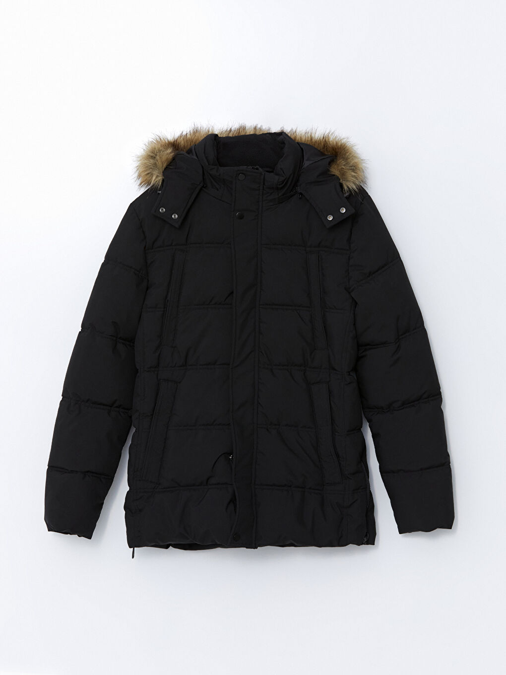 Пуховик стандартного кроя с капюшоном для мужчин-5