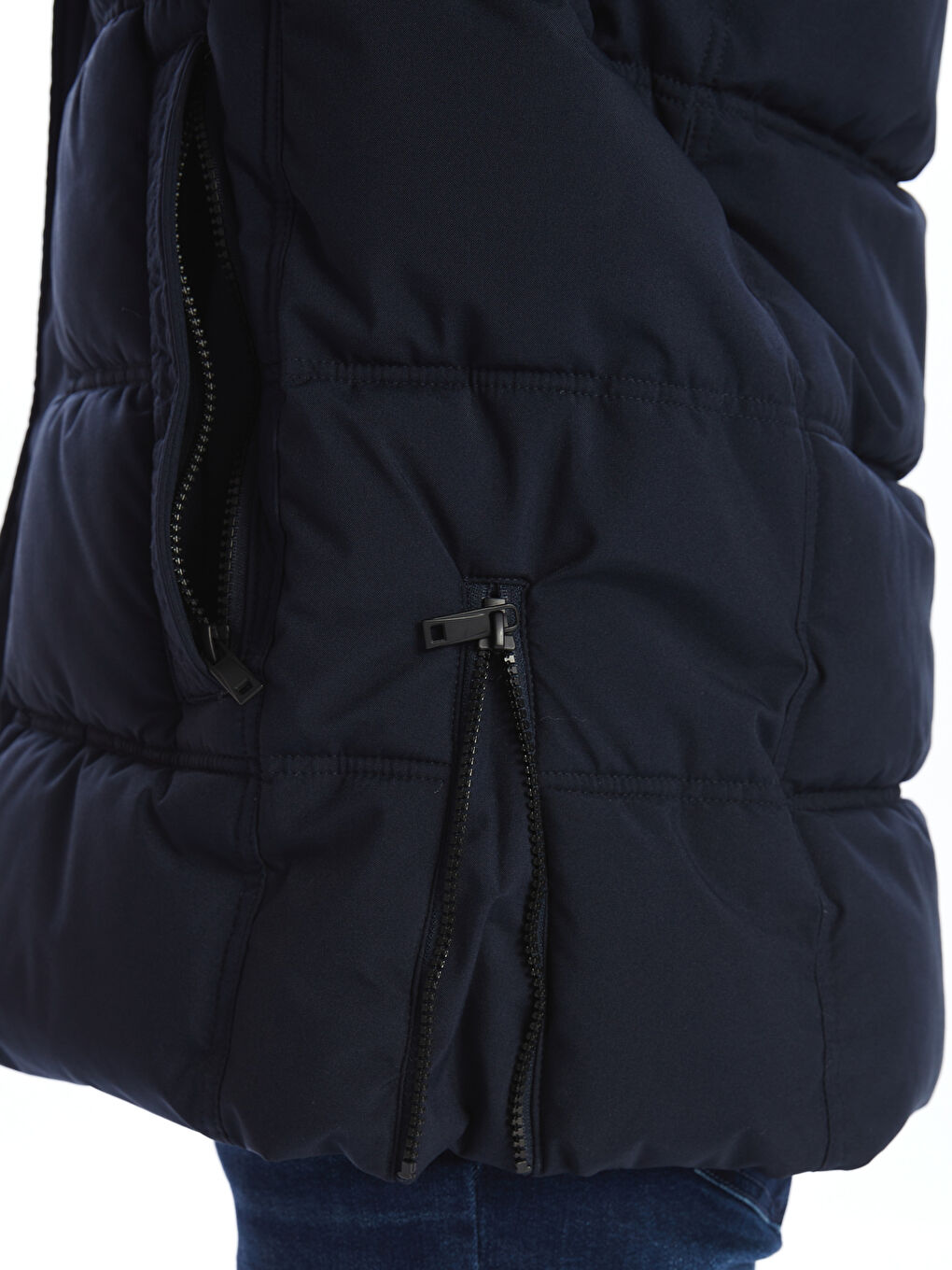 Ерлерге арналған стандартты пішім капюшонды пуховик пальто-3