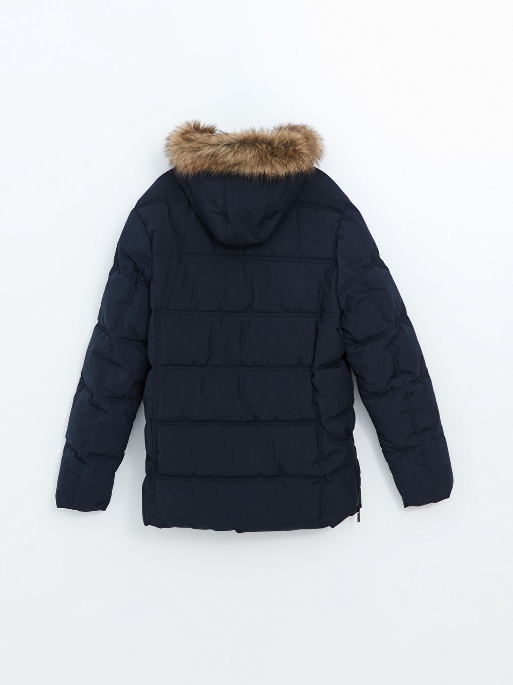 Ерлерге арналған стандартты пішім капюшонды пуховик пальто-8