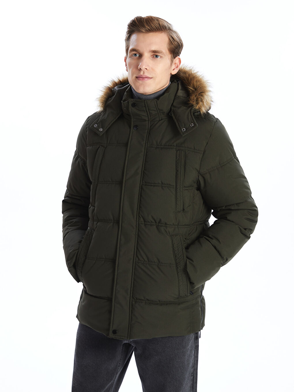 Standard Fit Hooded Men's Puffer Coat