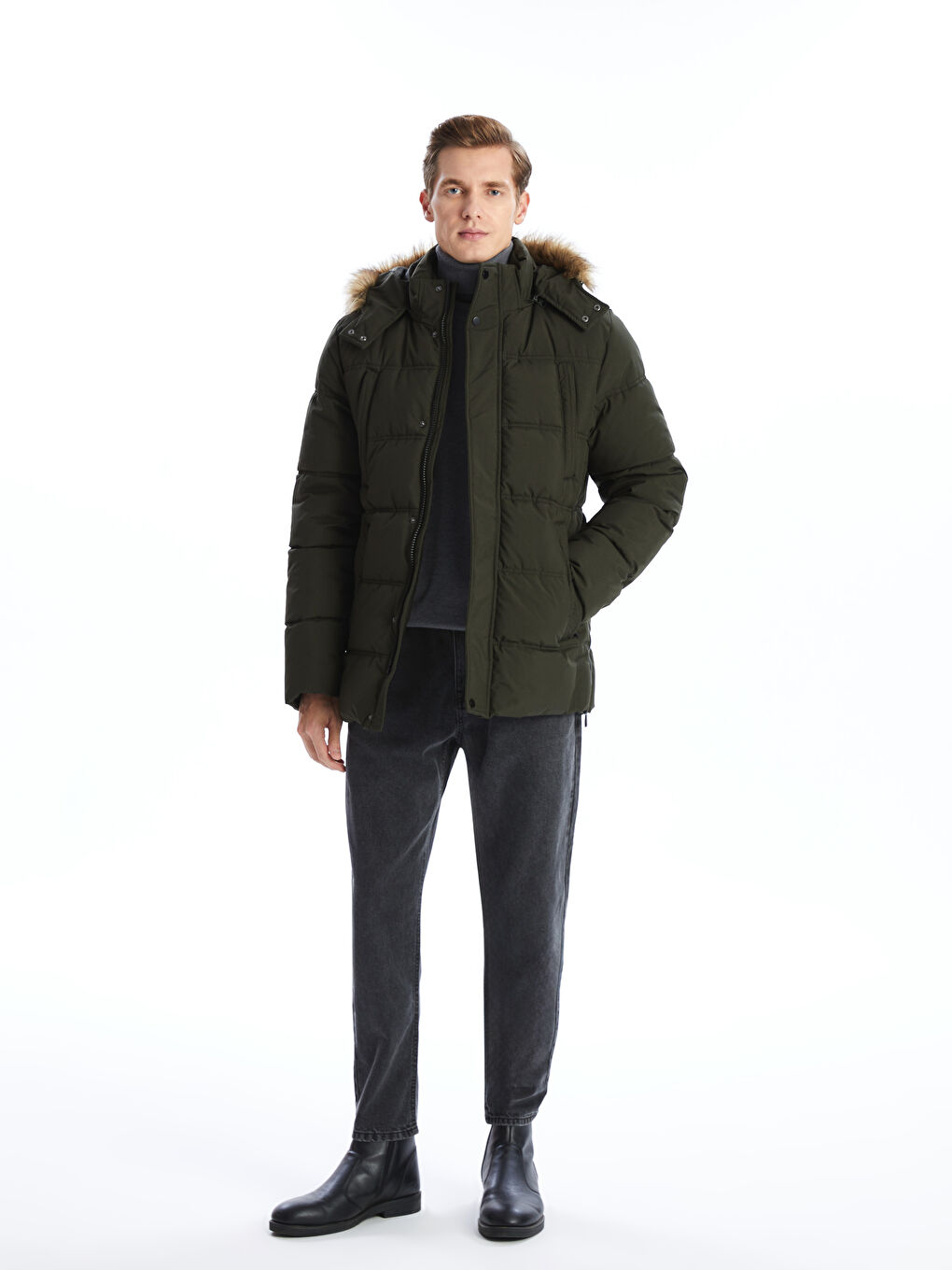 Standard Fit Hooded Men's Puffer Coat-1