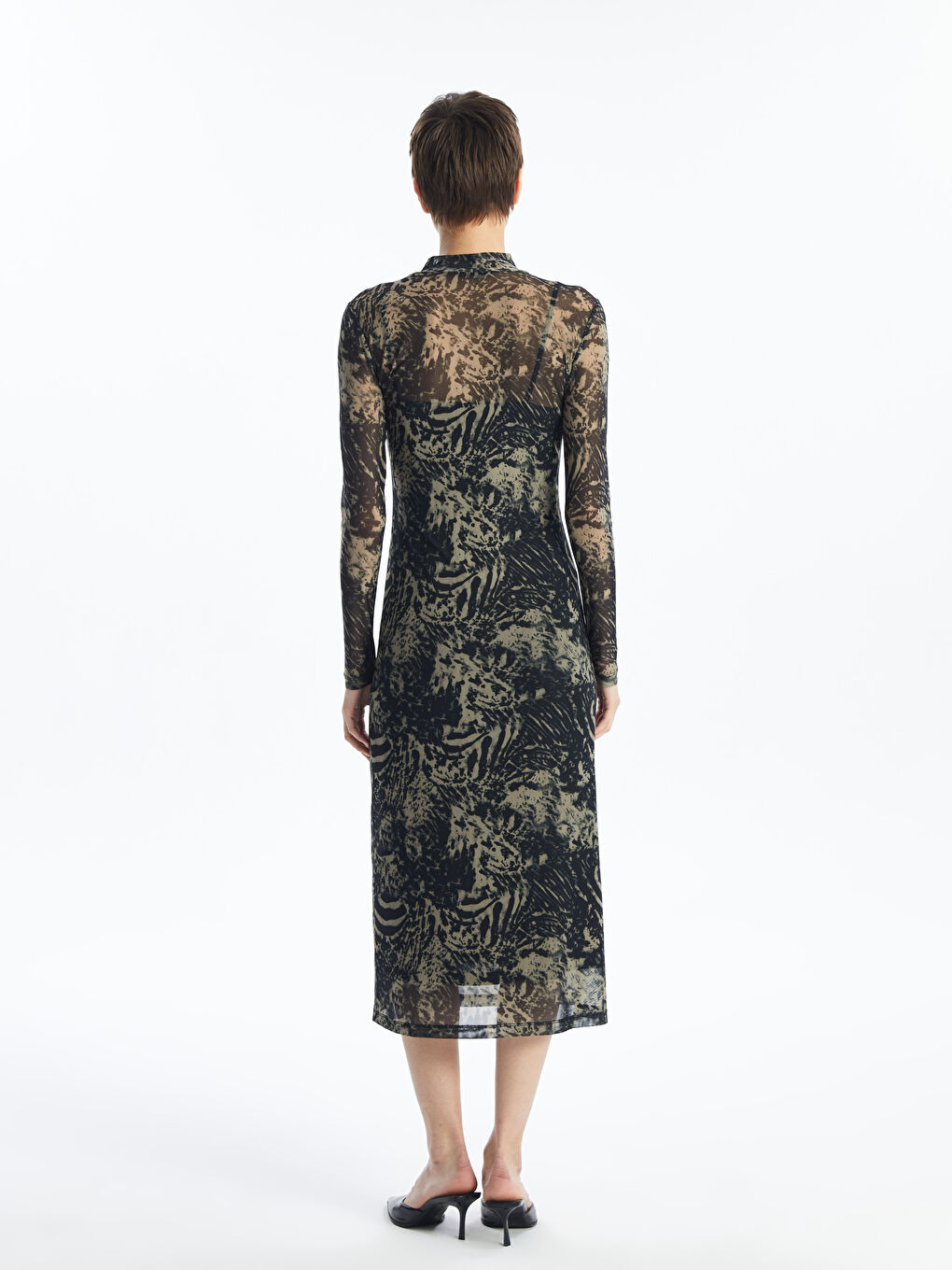 LCW Vision Funnel Neck Patterned Women's Dress -W4DO75Z8-LQY