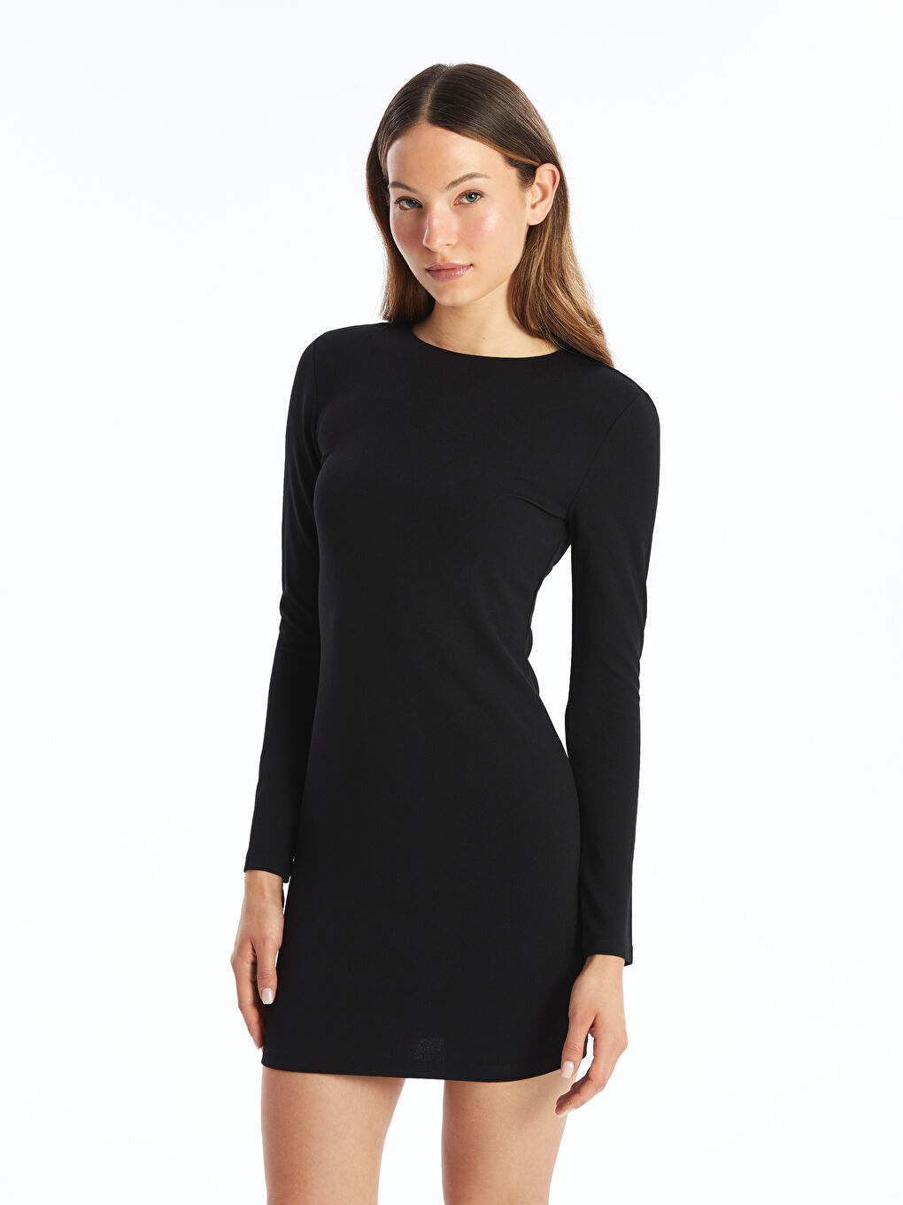LCW Vision Crew Neck Women's Bodycon Dress -W4DO76Z8-CVL