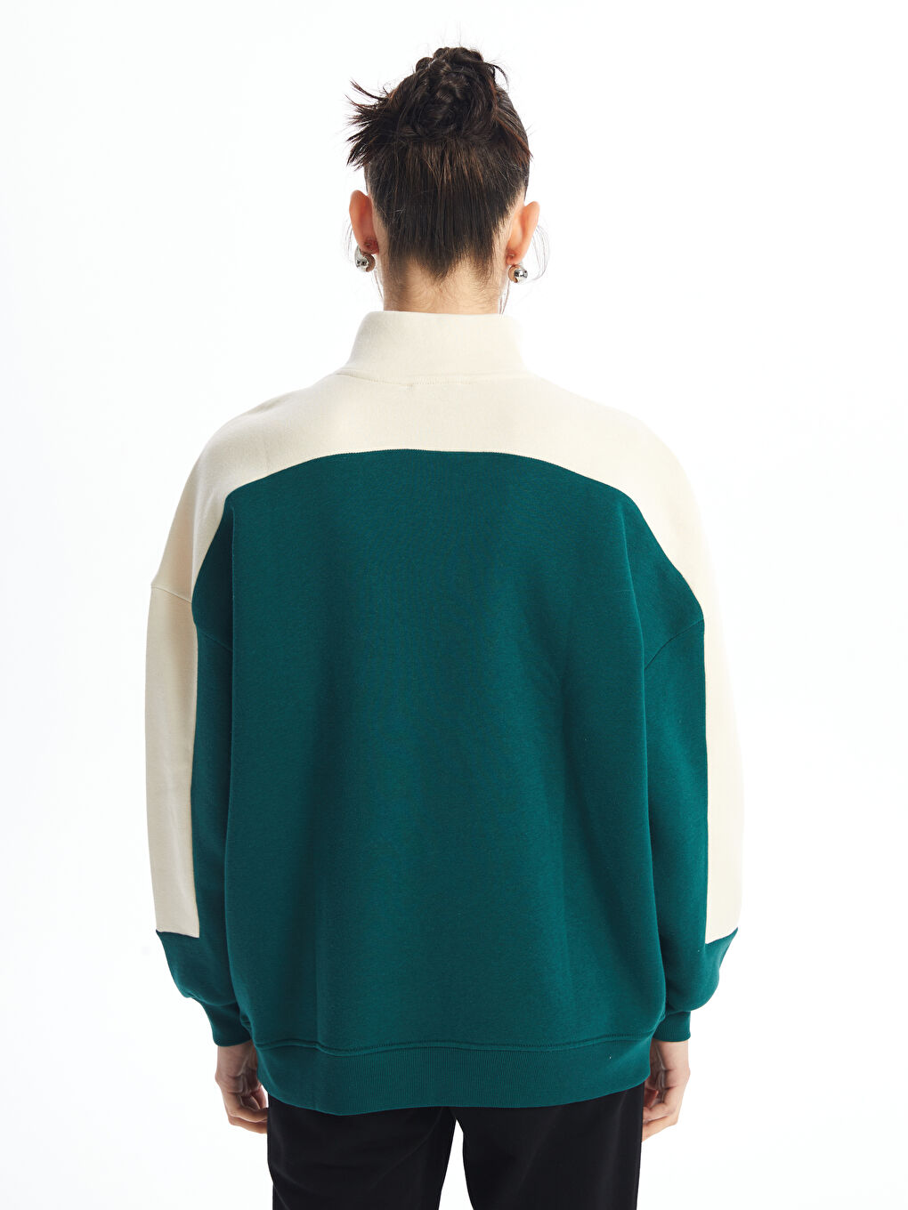 Funnel Neck Printed Oversize Women's Thick Sweatshirt-3