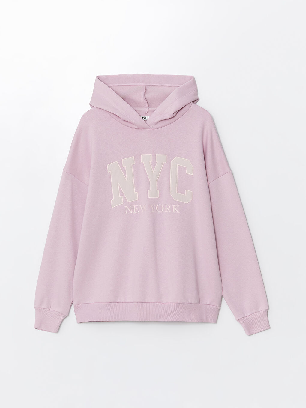 XSIDE Pembe Nakışlı Oversize Kadın Kalın Hoodie - 4