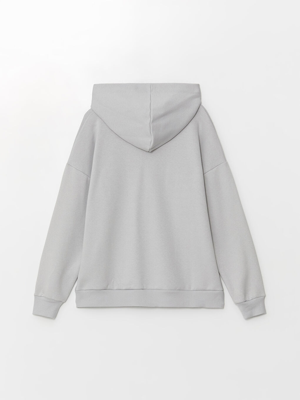 XSIDE Gri Nakışlı Oversize Kadın Kalın Hoodie - 5