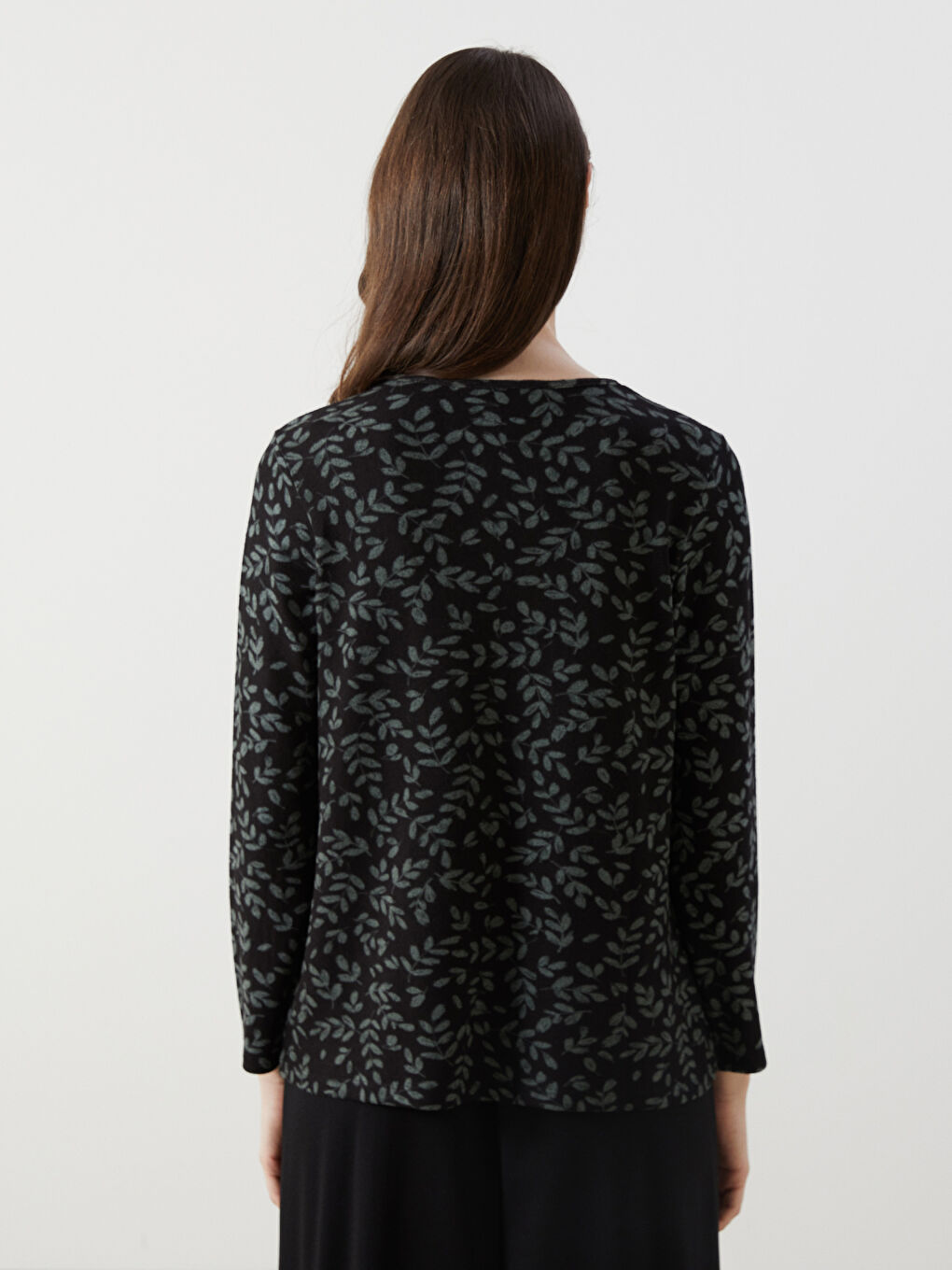 LCW Grace Crew Neck Patterned Women's Blouse -W4DO92Z8-SW7