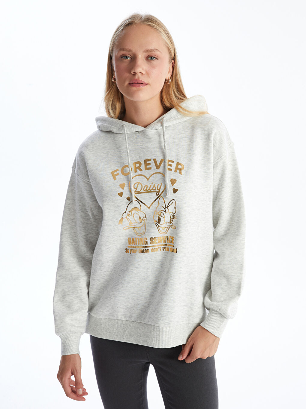 LCW Comfort Crew Neck Donald Duck Printed Women's Thick Sweatshirt -W4DO93Z8-EZB